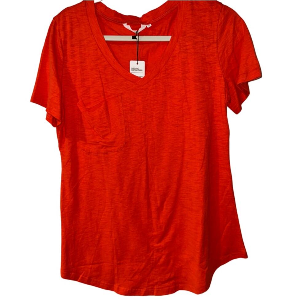 Yidarton Vibrant Orange Loose Fit Pocketed Tee Size XL